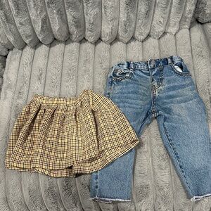 Zara Yellow Plaid Pleated Girls Skirt
